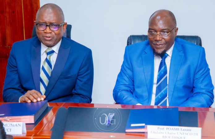 Signature de convention entre l’UVCI et la Chaire UNESCO de Bioéthique