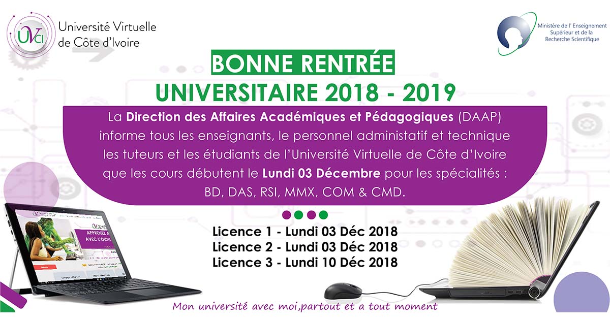 Rentrée Universitaire 2018-2019 à l'UVCI